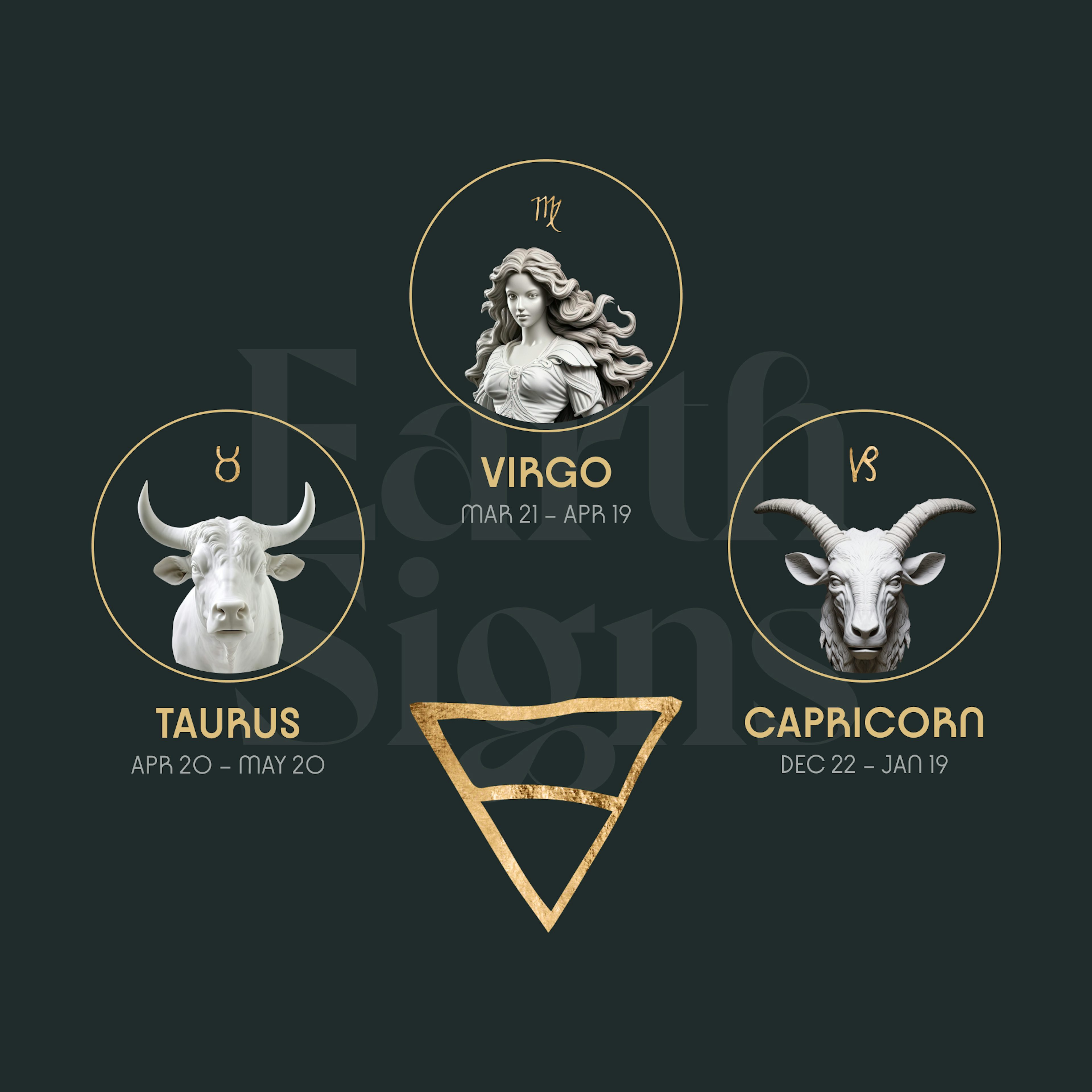 Earth Signs: Taurus, Virgo and Capricorn